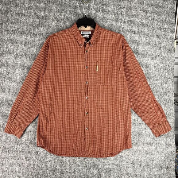 Columbia Shirt Mens XL Plaid Business‎ Casual Long Sleeve Button Up Cotton Brown - Picture 1 of 12